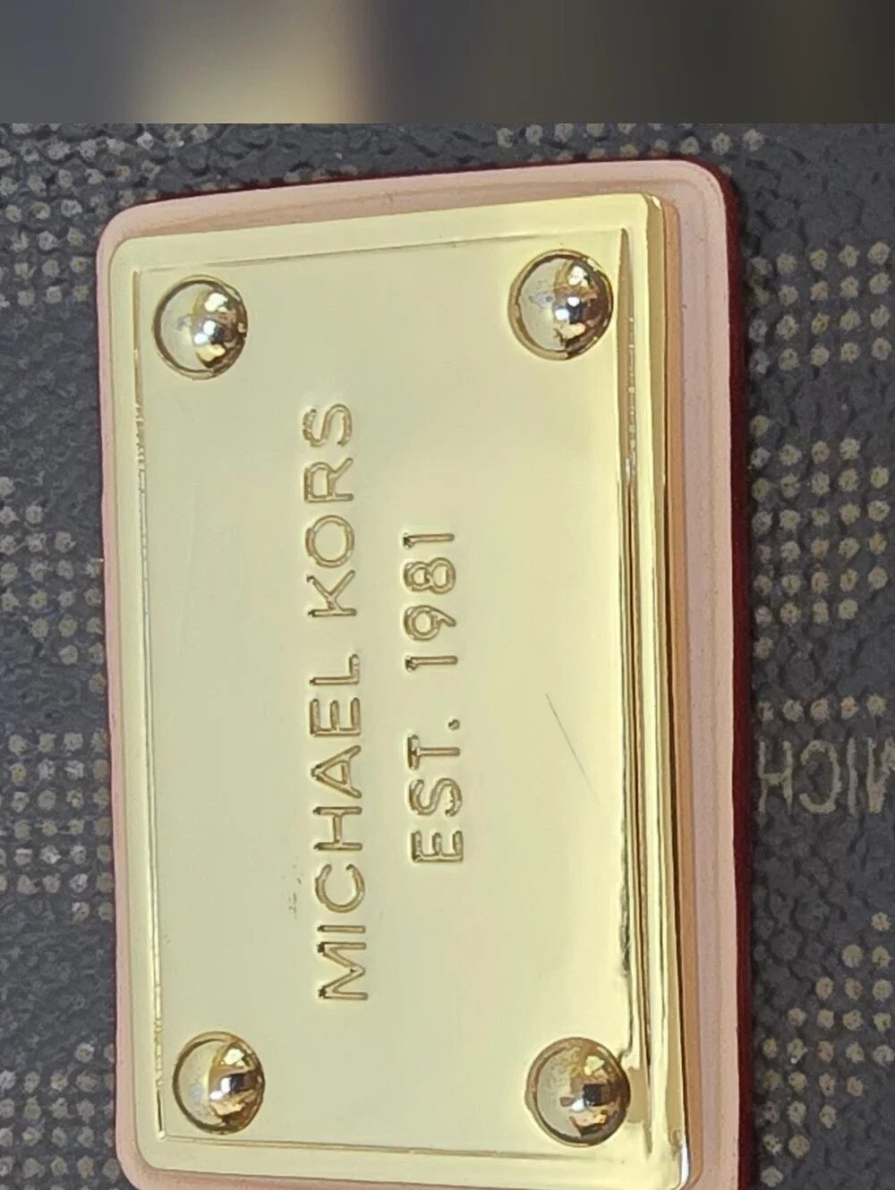 Michael Kors MK Signature Brown Laptop Crossbody Sleeve Bag Gold Hardware